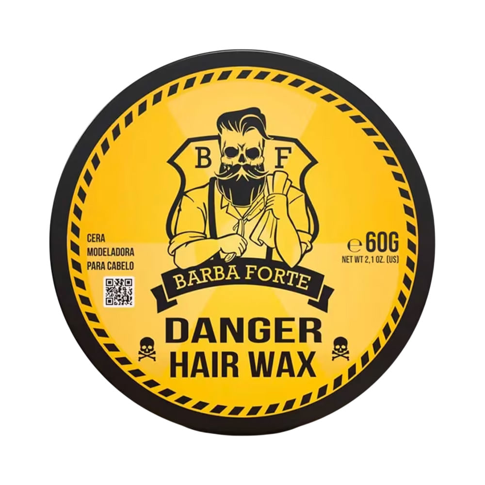 Pomada Modeladora Barba Forte Danger 120g embalagem amarela com detalhes pretos